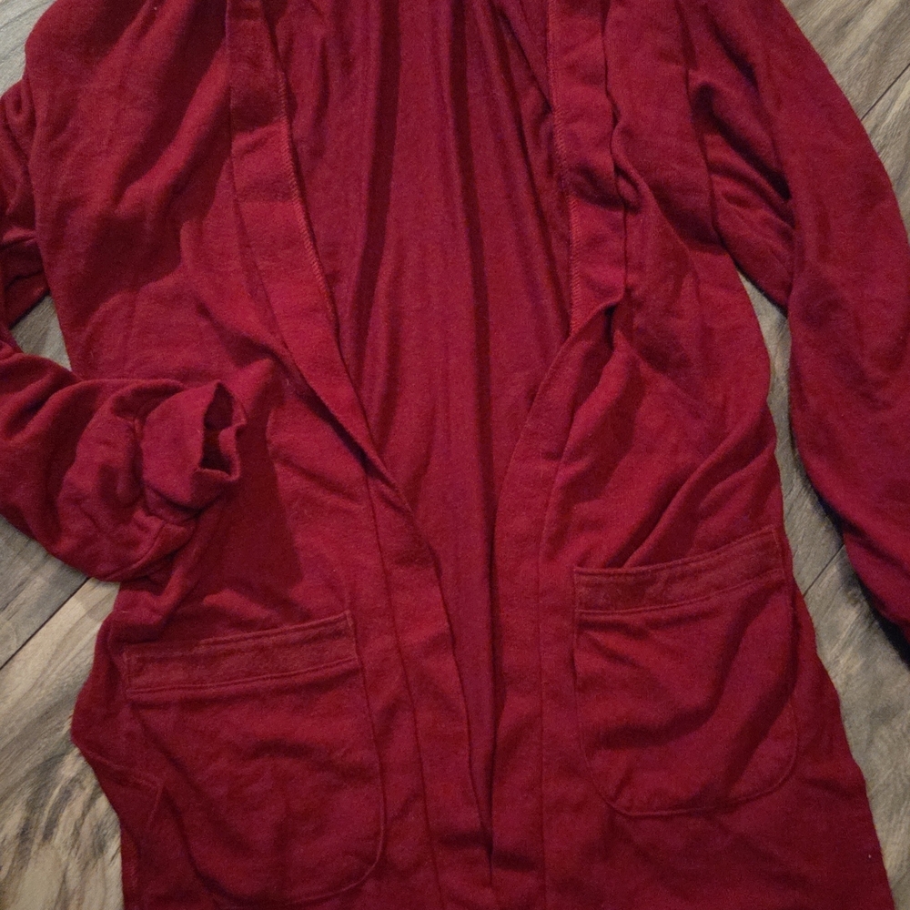 Maurices Red Open Front Cardigan
